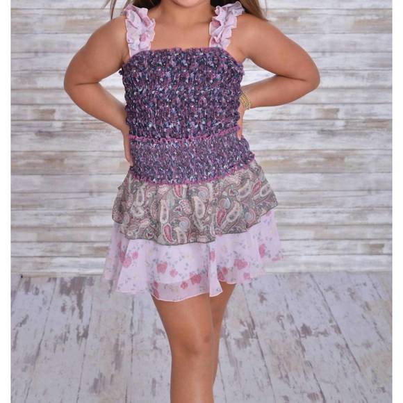 NEW FLOWERS BY ZOE girl's liberty ruched tank top in burgundy/pink rose - Picture 1 of 3